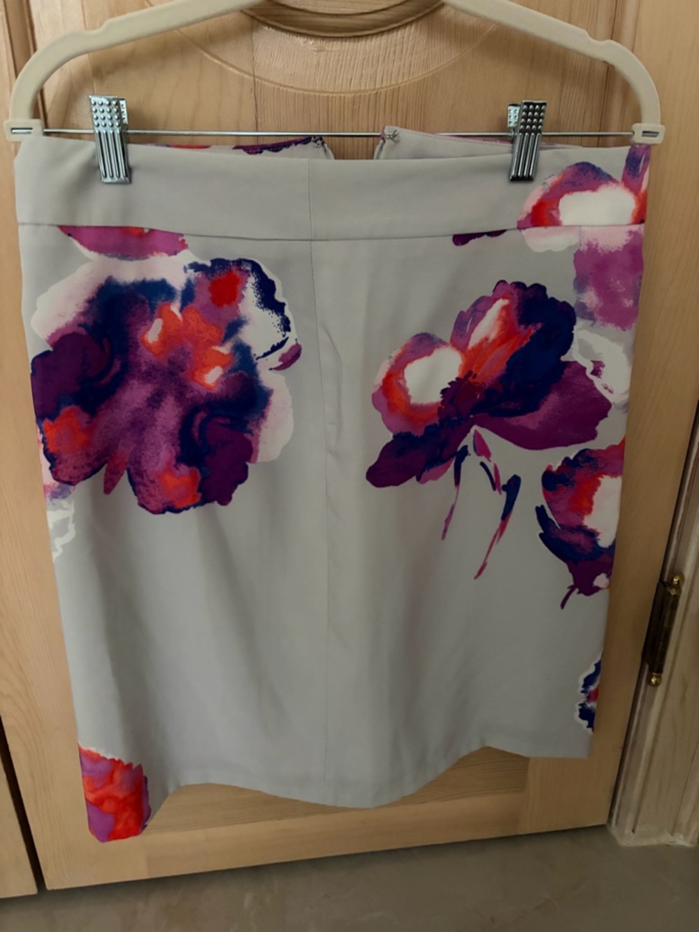 The Limited gray Pencil Skirt with Purple & Pink Floral Accents